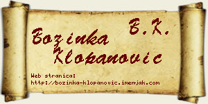 Božinka Klopanović vizit kartica